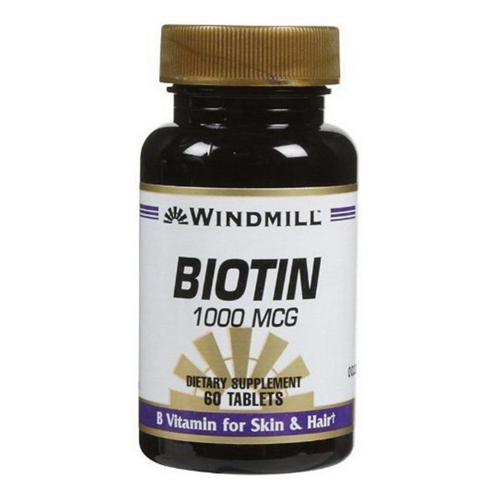 Biotin 1000 Mcg Dietary Supplement Tablets By Windmill - 60 Ea